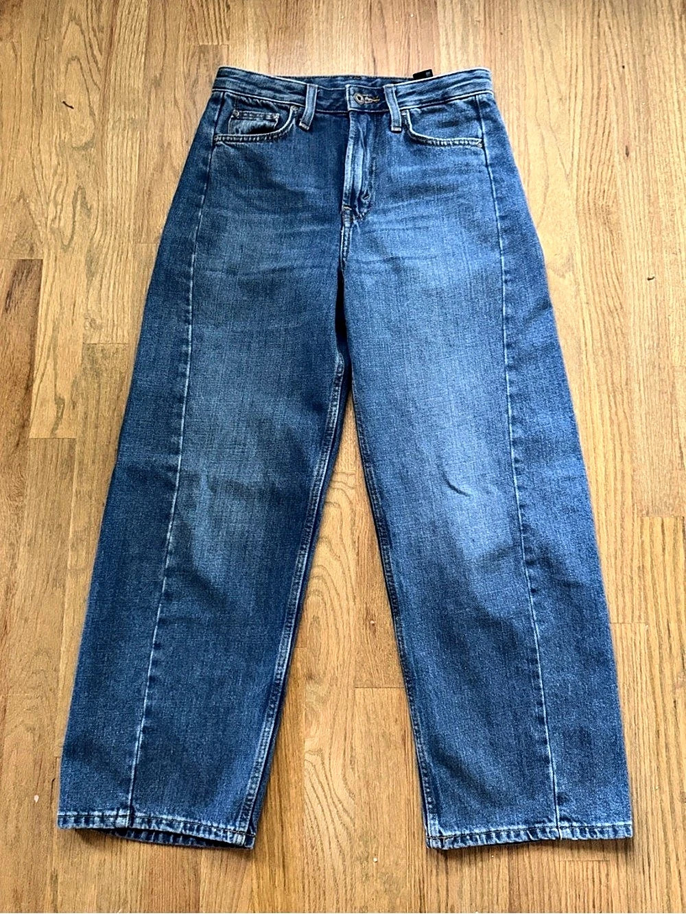 Zara ZW Collection Ankle Relaxed Fit Mid-Waist Jeans Blue Size 4